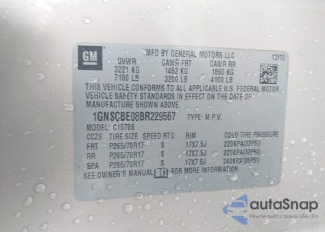 2011 Chevrolet Tahoe Lt из США, поврежденный, VIN 1GNSCBE08BR229567